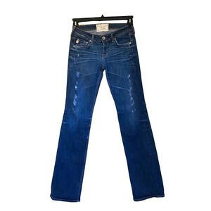 BIG STAR 26L Liv Boot Cut Low Cut Blue Jeans Distressed Whiskered Embroidered